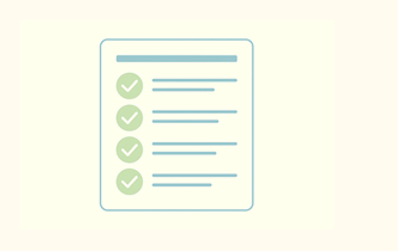 illustrasjon av en sjekkliste. Illustrasjonen er laget med kunstig intelligens