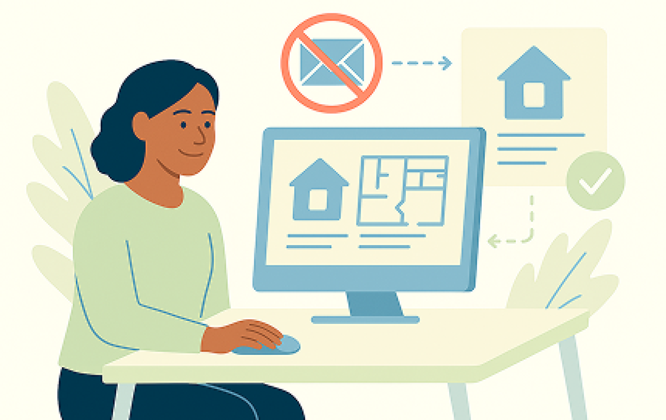 illustrasjonsbilde med person foran skjerm. Illustrasjonen er laget med kunstig intellingens